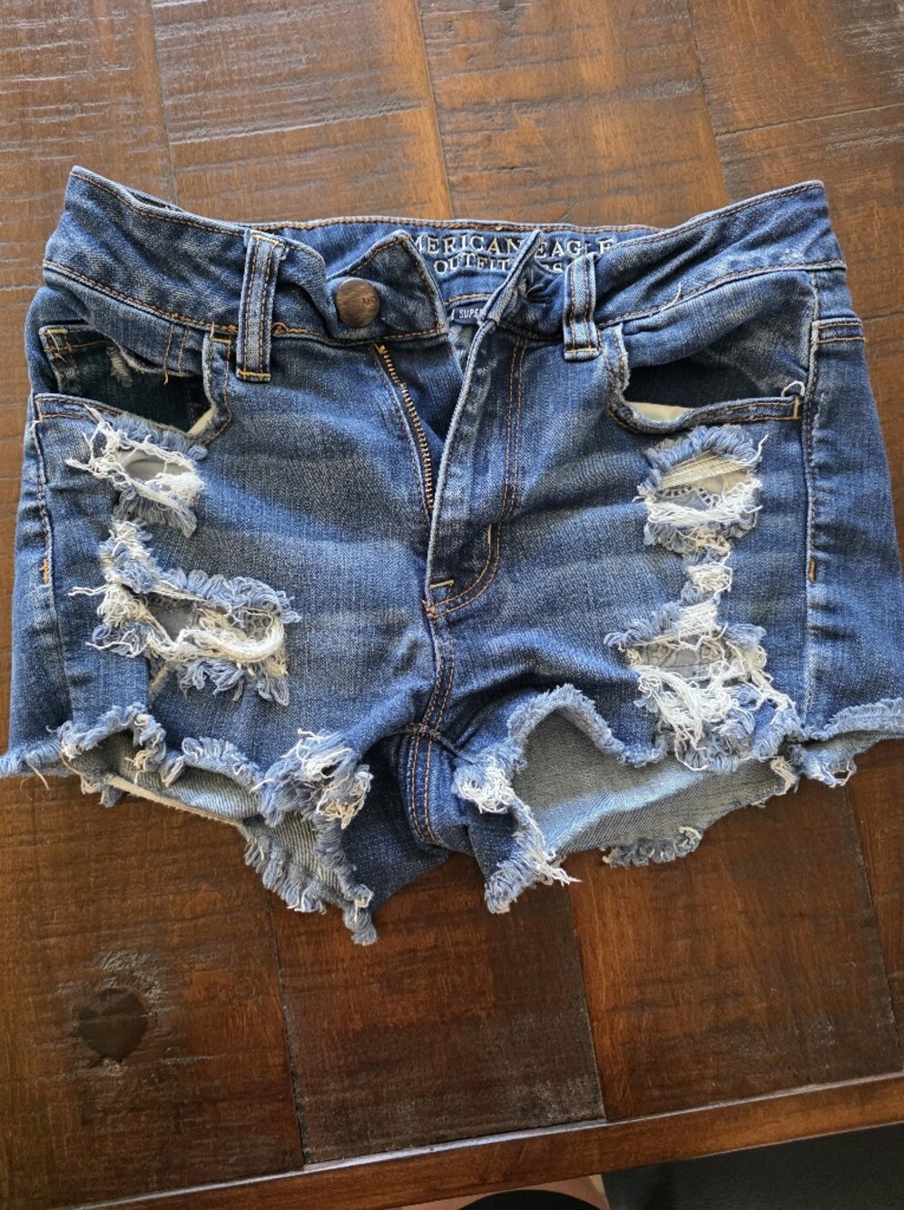 American Eagle Outfitters Distressed Denim Cutoff Shorts - Blue